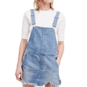 Free People Womens Jean Skirt Overalls Blue 4